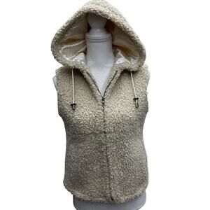 Montanaco Beige Sherpa Hoodie Vest Size Small